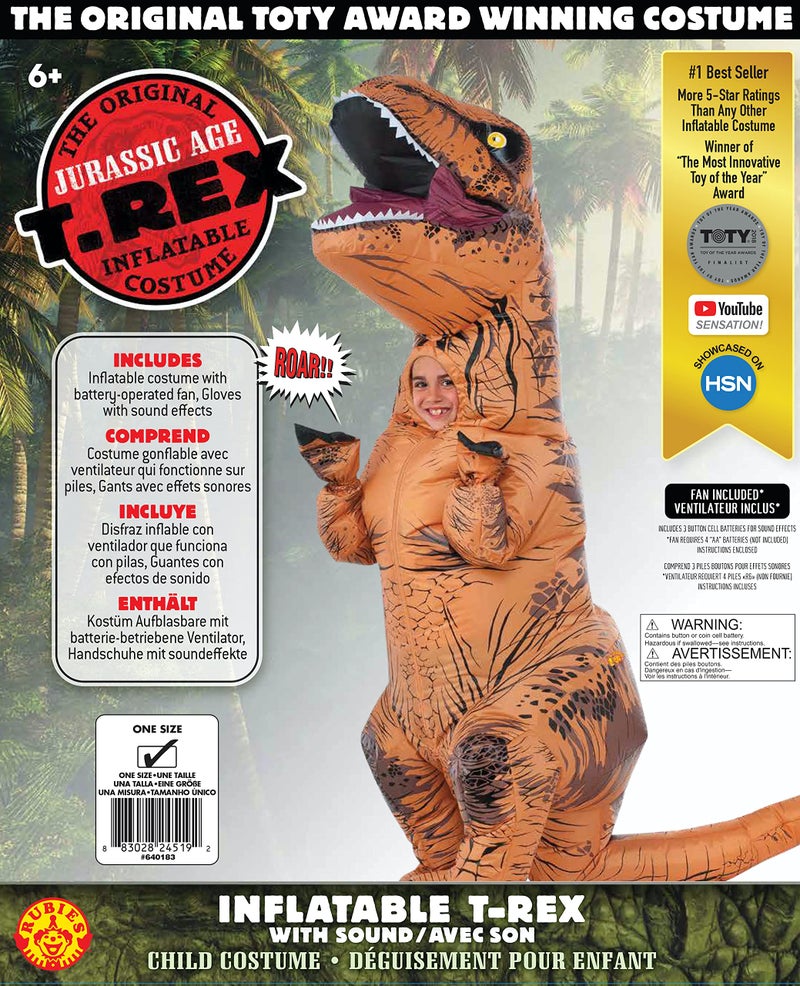 Rubies Original T-Rex Inflatable Costume with Sound for Kids, One Size - Image 2